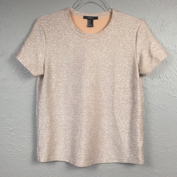 Forever 21 Tops - Forever 21 Pink Metallic Short Sleeve Shirt Top M